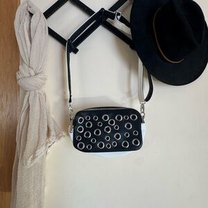 Steve Madden Black and White Grommet Crossbody Bag